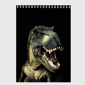 Скетчбук с принтом Динозавр T-Rex в Курске, 100% бумага
 | 48 листов, плотность листов — 100 г/м2, плотность картонной обложки — 250 г/м2. Листы скреплены сверху удобной пружинной спиралью | dino | dinosauria | t rex | ti rex | дино | динозавр | парк юрского | т рекс | ти рекс | чудовище | юрский период | ящер | ящерица