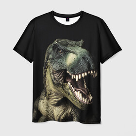 Мужская футболка 3D с принтом Динозавр T-Rex в Курске, 100% полиэфир | прямой крой, круглый вырез горловины, длина до линии бедер | dino | dinosauria | t rex | ti rex | дино | динозавр | парк юрского | т рекс | ти рекс | чудовище | юрский период | ящер | ящерица