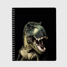 Тетрадь с принтом Динозавр T-Rex в Курске, 100% бумага | 48 листов, плотность листов — 60 г/м2, плотность картонной обложки — 250 г/м2. Листы скреплены сбоку удобной пружинной спиралью. Уголки страниц и обложки скругленные. Цвет линий — светло-серый
 | dino | dinosauria | t rex | ti rex | дино | динозавр | парк юрского | т рекс | ти рекс | чудовище | юрский период | ящер | ящерица