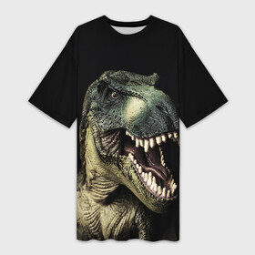 Платье-футболка 3D с принтом Динозавр T Rex в Курске,  |  | dino | dinosauria | t rex | ti rex | дино | динозавр | парк юрского | т рекс | ти рекс | чудовище | юрский период | ящер | ящерица