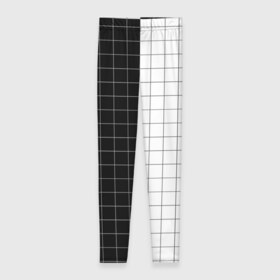 Леггинсы 3D с принтом Black and White в Курске, 80% полиэстер, 20% эластан | Эластичный пояс, зауженные к низу, низкая посадка | black and white | в клетку | в клеточку | геометрия | квадрат | клетка | половина | узор | черно белый | чёрный и белый