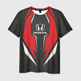 Мужская футболка 3D с принтом Honda Driver team Red в Курске, 100% полиэфир | прямой крой, круглый вырез горловины, длина до линии бедер | Тематика изображения на принте: driver | driver team | honda | honda team | racing | гонки | машины | тачки | хонда