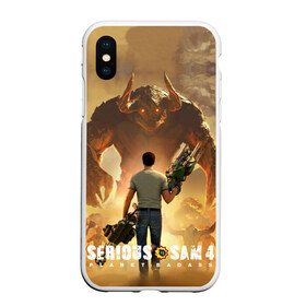 Чехол для iPhone XS Max матовый с принтом Serious Sam 4 в Курске, Силикон | Область печати: задняя сторона чехла, без боковых панелей | Тематика изображения на принте: croteam | devolver | digital | games | planet | sam | serious | игры | крутой | планета | сэм