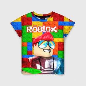 Детская футболка 3D с принтом ROBLOX [3] в Курске, 100% гипоаллергенный полиэфир | прямой крой, круглый вырез горловины, длина до линии бедер, чуть спущенное плечо, ткань немного тянется | box | lego | minecraft | roblox | роблокс