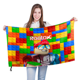 Флаг 3D с принтом ROBLOX [3] в Курске, 100% полиэстер | плотность ткани — 95 г/м2, размер — 67 х 109 см. Принт наносится с одной стороны | box | lego | minecraft | roblox | роблокс