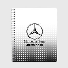 Тетрадь с принтом Mercedes-Benz в Курске, 100% бумага | 48 листов, плотность листов — 60 г/м2, плотность картонной обложки — 250 г/м2. Листы скреплены сбоку удобной пружинной спиралью. Уголки страниц и обложки скругленные. Цвет линий — светло-серый
 | Тематика изображения на принте: amg | mercedes | mercedes значок | mercedes лого | mercedes марка | амг | бенц | лого автомобиля | логотип мерседес | мерин | мерс | мерседес | мерседес бенз | мерседес лого | мерседес эмблема