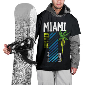 Накидка на куртку 3D с принтом Summer Miami в Курске, 100% полиэстер |  | paradise | summer | летняя | лето | майами | маями | пальмы | рай