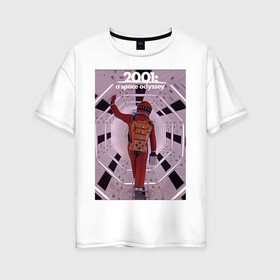 Женская футболка хлопок Oversize с принтом Astronaut in a spacesuit в Курске, 100% хлопок | свободный крой, круглый ворот, спущенный рукав, длина до линии бедер
 | 