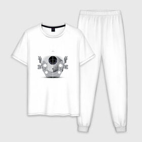 Мужская пижама хлопок с принтом HAL 9000 в Курске, 100% хлопок | брюки и футболка прямого кроя, без карманов, на брюках мягкая резинка на поясе и по низу штанин
 | discovery one | eva pod | frank poole | hal 9000 | heywood floyd | space odyssey | stanley kubrick | vdgerir