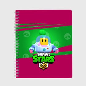 Тетрадь с принтом BRAWL STARS SPROUT в Курске, 100% бумага | 48 листов, плотность листов — 60 г/м2, плотность картонной обложки — 250 г/м2. Листы скреплены сбоку удобной пружинной спиралью. Уголки страниц и обложки скругленные. Цвет линий — светло-серый
 | Тематика изображения на принте: brawl | brawl stars | brawl stars sprout | clash | sprout | бравл старс | игра | мобильные игры | спраут