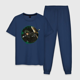 Мужская пижама хлопок с принтом Green Arrow в Курске, 100% хлопок | брюки и футболка прямого кроя, без карманов, на брюках мягкая резинка на поясе и по низу штанин
 | arrow | oliver queen | vdzabma | оливер куинн | стрела