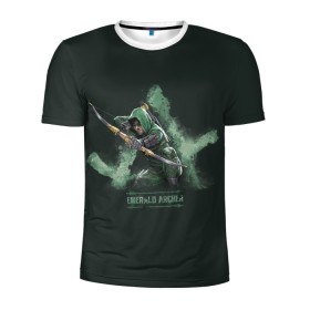 Мужская футболка 3D спортивная с принтом Emerald Archer в Курске, 100% полиэстер с улучшенными характеристиками | приталенный силуэт, круглая горловина, широкие плечи, сужается к линии бедра | arrow | oliver queen | vdzabma | оливер куинн | стрела