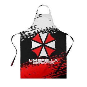 Фартук 3D с принтом Umbrella Corporation. в Курске, 100% полиэстер | общий размер — 65 х 85 см, ширина нагрудника — 26 см, горловина — 53 см, длина завязок — 54 см, общий обхват в поясе — 173 см. Принт на завязках и на горловине наносится с двух сторон, на основной части фартука — только с внешней стороны | resident evil | umbrella corporation | амбрелла | амбрелла корпорейшн | вирус | вымышленная военная и фармацевтическая корпорация | игра | умбрелла