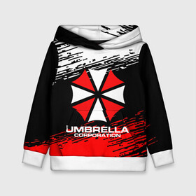 Детская толстовка 3D с принтом Umbrella Corporation. в Курске, 100% полиэстер | двухслойный капюшон со шнурком для регулировки, мягкие манжеты на рукавах и по низу толстовки, спереди карман-кенгуру с мягким внутренним слоем | resident evil | umbrella corporation | амбрелла | амбрелла корпорейшн | вирус | вымышленная военная и фармацевтическая корпорация | игра | умбрелла