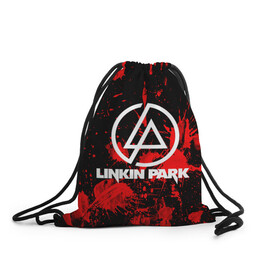 Рюкзак-мешок 3D с принтом Linkin Park в Курске, 100% полиэстер | плотность ткани — 200 г/м2, размер — 35 х 45 см; лямки — толстые шнурки, застежка на шнуровке, без карманов и подкладки | chester bennington | linkin park | rock | группа | линкин парк | логотип | музыка | рок | рок н ролл | честер беннингтон | эмблема