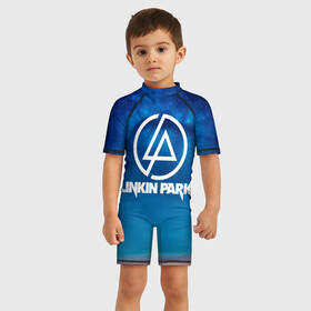 Детский купальный костюм 3D с принтом Linkin Park в Курске, Полиэстер 85%, Спандекс 15% | застежка на молнии на спине | Тематика изображения на принте: chester bennington | linkin park | rock | space | группа | космос | линкин парк | логотип | музыка | рок | рок н ролл | честер беннингтон | эмблема