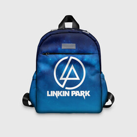Детский рюкзак 3D с принтом Linkin Park в Курске, 100% полиэстер | лямки с регулируемой длиной, сверху петелька, чтобы рюкзак можно было повесить на вешалку. Основное отделение закрывается на молнию, как и внешний карман. Внутри дополнительный карман. По бокам два дополнительных кармашка | Тематика изображения на принте: chester bennington | linkin park | rock | space | группа | космос | линкин парк | логотип | музыка | рок | рок н ролл | честер беннингтон | эмблема