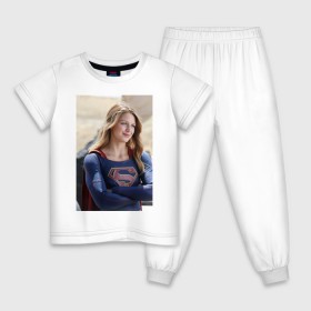 Детская пижама хлопок с принтом Supergirl в Курске, 100% хлопок |  брюки и футболка прямого кроя, без карманов, на брюках мягкая резинка на поясе и по низу штанин
 | Тематика изображения на принте: kara danvers | supergirl | vdzabma | кара дэнверс | супергерл