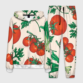 Мужской костюм 3D с принтом Летние овощи в Курске, 100% полиэстер | Манжеты и пояс оформлены тканевой резинкой, двухслойный капюшон со шнурком для регулировки, карманы спереди | 3d | зелень | летние | лето | лук | овощи | петрушка | помидоры | популярные | томаты