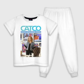 Детская пижама хлопок с принтом CatCo в Курске, 100% хлопок |  брюки и футболка прямого кроя, без карманов, на брюках мягкая резинка на поясе и по низу штанин
 | Тематика изображения на принте: catco | supergirl | vdzabma | кэтко | супергерл