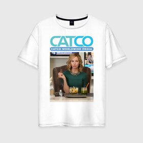 Женская футболка хлопок Oversize с принтом A CW Show в Курске, 100% хлопок | свободный крой, круглый ворот, спущенный рукав, длина до линии бедер
 | cat grant | supergirl | vdzabma | кэт грант | супергерл
