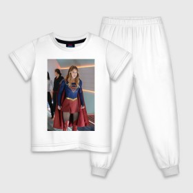Детская пижама хлопок с принтом Supergirl в Курске, 100% хлопок |  брюки и футболка прямого кроя, без карманов, на брюках мягкая резинка на поясе и по низу штанин
 | Тематика изображения на принте: kara danvers | supergirl | vdzabma | кара дэнверс | супергерл