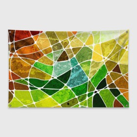 Флаг-баннер с принтом Мозаика в Курске, 100% полиэстер | размер 67 х 109 см, плотность ткани — 95 г/м2; по краям флага есть четыре люверса для крепления | Тематика изображения на принте: бирюзовый | зелёный | мозаика | синий | стекло