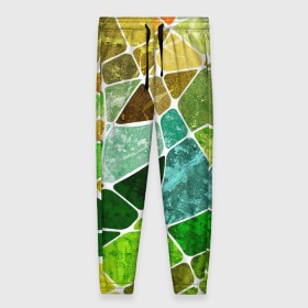 Женские брюки 3D с принтом Мозаика в Курске, полиэстер 100% | прямой крой, два кармана без застежек по бокам, с мягкой трикотажной резинкой на поясе и по низу штанин. В поясе для дополнительного комфорта — широкие завязки | бирюзовый | зелёный | мозаика | синий | стекло