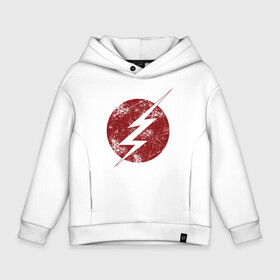 Детское худи Oversize хлопок с принтом The Flash logo в Курске, френч-терри — 70% хлопок, 30% полиэстер. Мягкий теплый начес внутри —100% хлопок | боковые карманы, эластичные манжеты и нижняя кромка, капюшон на магнитной кнопке | Тематика изображения на принте: the flash | vdzabma | флэш