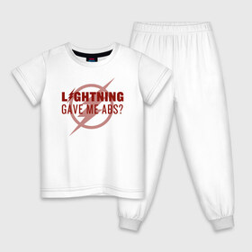 Детская пижама хлопок с принтом Lightning Gave Me Abs? в Курске, 100% хлопок |  брюки и футболка прямого кроя, без карманов, на брюках мягкая резинка на поясе и по низу штанин
 | the flash | vdzabma | флэш