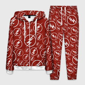 Мужской костюм 3D с принтом The Flash Logo Pattern в Курске, 100% полиэстер | Манжеты и пояс оформлены тканевой резинкой, двухслойный капюшон со шнурком для регулировки, карманы спереди | Тематика изображения на принте: the flash | vdzabma | флэш