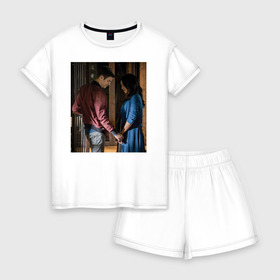 Женская пижама с шортиками хлопок с принтом Barry & Iris в Курске, 100% хлопок | футболка прямого кроя, шорты свободные с широкой мягкой резинкой | barry allen | iris west | the flash | vdzabma | westallen | айрис уэст | барри аллен | флэш