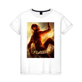 Женская футболка хлопок с принтом The Flash в Курске, 100% хлопок | прямой крой, круглый вырез горловины, длина до линии бедер, слегка спущенное плечо | barry allen | the flash | vdzabma | барри аллен | флэш