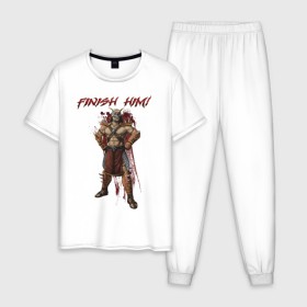 Мужская пижама хлопок с принтом Shao Kahn в Курске, 100% хлопок | брюки и футболка прямого кроя, без карманов, на брюках мягкая резинка на поясе и по низу штанин
 | Тематика изображения на принте: 