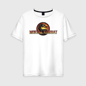 Женская футболка хлопок Oversize с принтом Mortal Kombat в Курске, 100% хлопок | свободный крой, круглый ворот, спущенный рукав, длина до линии бедер
 | logo | mortal kombat | vdkarsve | логотип | мк 9 | мортал комбат