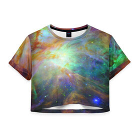 Женская футболка Crop-top 3D с принтом The Heart of Orion в Курске, 100% полиэстер | круглая горловина, длина футболки до линии талии, рукава с отворотами | Тематика изображения на принте: space | астрономия | звёзды | космос | млечный путь | планеты