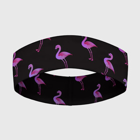 Повязка на голову 3D с принтом Фламинго в Курске,  |  | крылья | лапы | пернатый | перо | перья | птица | птицы | птичка | розовый | розовый фламинго | фламинго | черный