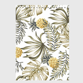 Скетчбук с принтом Тропики хаки в Курске, 100% бумага
 | 48 листов, плотность листов — 100 г/м2, плотность картонной обложки — 250 г/м2. Листы скреплены сверху удобной пружинной спиралью | art | doodling | textures | tiles | ананас | гавайский | дудлинг | летний | лето | листья | листья пальмы | монстера | море | пальма | пальмы | паттерн | растения | растительный | рисунок | рисунок пальмы | тайлы