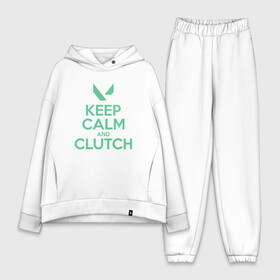 Женский костюм хлопок Oversize с принтом KEEP CALM CLUTCH в Курске,  |  | breach | cs go | cypher | jett | league of legends | legends of runeterra | lol | omen | overwatch | phoenix | riot | riot games | sage | sona | sova | valorant | viper | валорант | кс го | лига легенд | лол