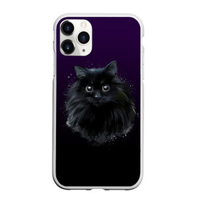 Чехол для iPhone 11 Pro матовый с принтом черный кот на фиолетовом фоне в Курске, Силикон |  | акварель | глаза | клево | котейка | котенок | котик | котэ | кошак | кошка | красиво | любителю кошек | модно | мяу | подарок | пушистый | рисунок | стильно | темный | черный кот | шерсть
