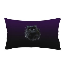 Подушка 3D антистресс с принтом черный кот на фиолетовом фоне в Курске, наволочка — 100% полиэстер, наполнитель — вспененный полистирол | состоит из подушки и наволочки на молнии | Тематика изображения на принте: акварель | глаза | клево | котейка | котенок | котик | котэ | кошак | кошка | красиво | любителю кошек | модно | мяу | подарок | пушистый | рисунок | стильно | темный | черный кот | шерсть