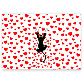 Поздравительная открытка с принтом Котейка в Курске, 100% бумага | плотность бумаги 280 г/м2, матовая, на обратной стороне линовка и место для марки
 | animal | cat | love | животное | животные | кот | котенок | кошка | любовь | сердечки | хвост | черная