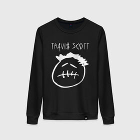 Женский свитшот хлопок с принтом TRAVIS SCOTT в Курске, 100% хлопок | прямой крой, круглый вырез, на манжетах и по низу широкая трикотажная резинка  | epic games | fortnite | fortnite 2 сезон | travis scott | трэвис скотт. | фортнайт | фортнайт скины