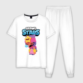 Мужская пижама хлопок с принтом Sandy Brawl Stars в Курске, 100% хлопок | брюки и футболка прямого кроя, без карманов, на брюках мягкая резинка на поясе и по низу штанин
 | 