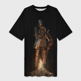 Платье-футболка 3D с принтом Dark Souls One в Курске,  |  | dark | souls | костер