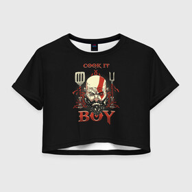 Женская футболка Crop-top 3D с принтом God of War. Cook it Boy в Курске, 100% полиэстер | круглая горловина, длина футболки до линии талии, рукава с отворотами | atreus | god of war | god of war 4 | gow | kratos | ps4 | атрей | бог войны | гов | зы4 | кратос | левиафан | мальчик | мимир | мировой змей | пиратs | руны | эксклюзив