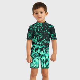 Детский купальный костюм 3D с принтом VORTEXES в Курске, Полиэстер 85%, Спандекс 15% | застежка на молнии на спине | абстракция | вихрь | дудлинг | краска | паттерн | разводы | синий | текстуры | узор | фон