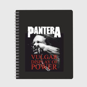 Тетрадь с принтом PANTERA VULGAR OF POWER в Курске, 100% бумага | 48 листов, плотность листов — 60 г/м2, плотность картонной обложки — 250 г/м2. Листы скреплены сбоку удобной пружинной спиралью. Уголки страниц и обложки скругленные. Цвет линий — светло-серый
 | Тематика изображения на принте: pantera vulgar display of power | rock | вульгарный альбом | музыка | пантера | рок группа