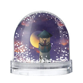 Снежный шар с принтом To the Moon 3D в Курске, Пластик | Изображение внутри шара печатается на глянцевой фотобумаге с двух сторон | lighthouse | moon | night | pair | silhouettes | stars | to the moon | звёзды | луна | маяк | ночь | пара | силуэты