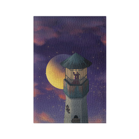Обложка для паспорта матовая кожа с принтом To the Moon 3D в Курске, натуральная матовая кожа | размер 19,3 х 13,7 см; прозрачные пластиковые крепления | Тематика изображения на принте: lighthouse | moon | night | pair | silhouettes | stars | to the moon | звёзды | луна | маяк | ночь | пара | силуэты